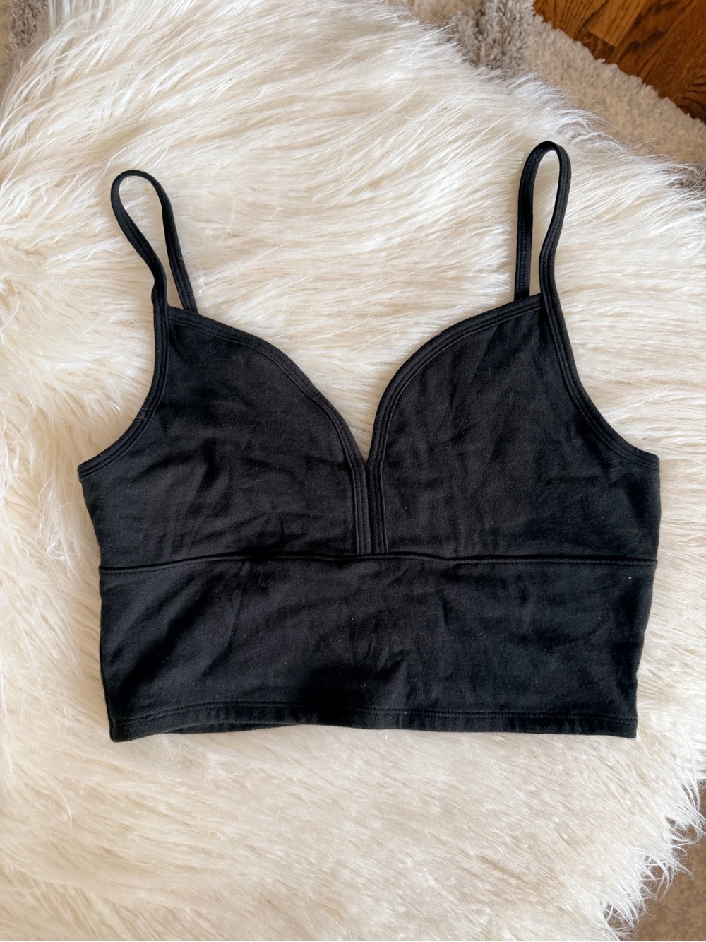 Hollister Black Crop Bralette Tank with V-Detail